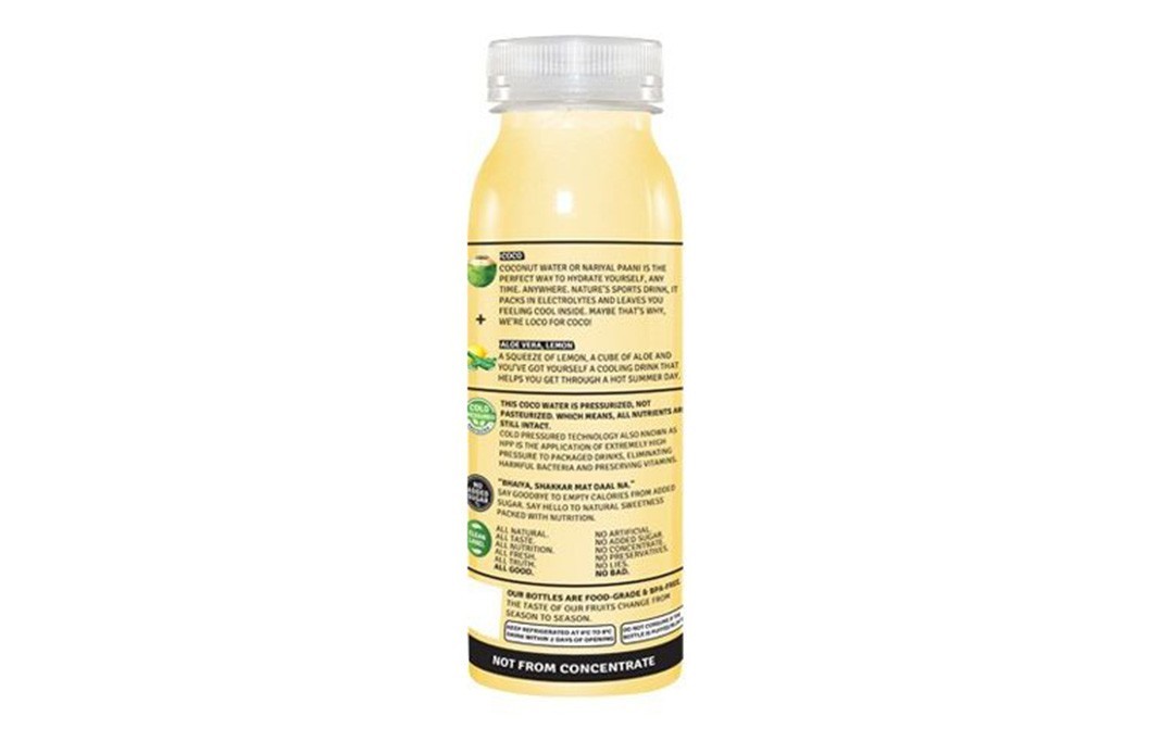 Raw Pressery Coconut Water + Aloe Vera, Lemon    Bottle  250 millilitre